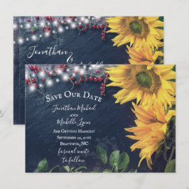 Rustikale Sonnenblumen, Schiefer, Lichter Rettete  Einladung