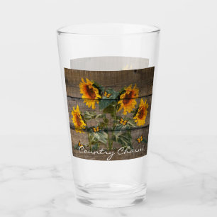 Rustikale Sonnenblumen Schmetterlinge Barrett Glas