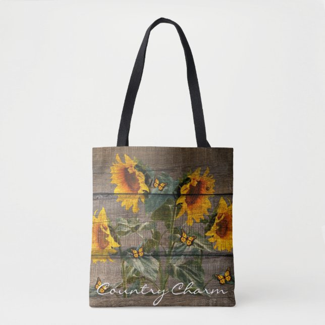 Rustikale Sonnenblumen Schmetterlinge Barrett Tasche (Vorderseite)