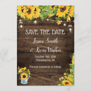 Rustikale Sonnenblumen speichern Datumskarten Save The Date
