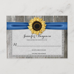 Rustikale Sonnenblumen Stall Wood Blue Ribbon UAWG RSVP Karte