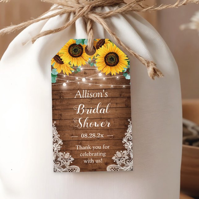 Rustikale Sonnenblumen, Stricklights Baby Brautpar Geschenkanhänger (Von Creator hochgeladen)