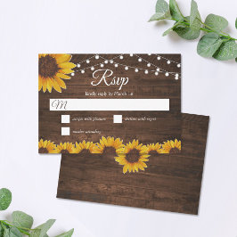 Rustikale Sonnenblumen-String-Lights Hochzeitsszen RSVP Karte