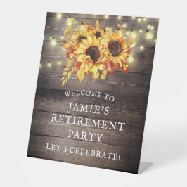 Rustikale Sonnenblumen String Lights Retirement Pa Sockelschild