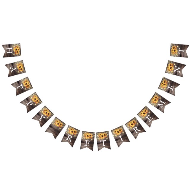 Rustikale Sonnenblumen String Lights Retirement Pa Wimpelkette (Alle)