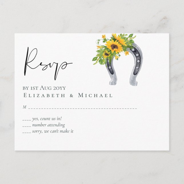 Rustikale Sonnenblumen, Südliche Hochzeit Postkarte (Vorderseite)