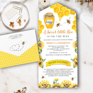 Rustikale Sonnenblumen Süße Honigbiene Baby-Party All In One Einladung