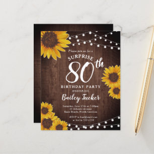 Rustikale Sonnenblumen Überraschung 80. Geburtstag