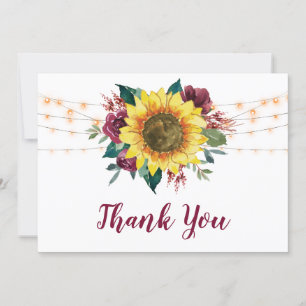 Rustikale Sonnenblumen und Lichter Dankeskarte