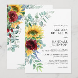 Rustikale Sonnenblumen und Rose Blumenzehen Einladung