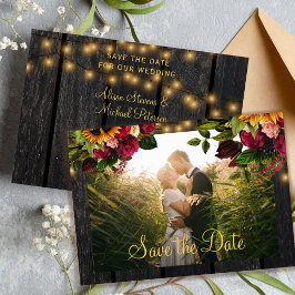 Rustikale Sonnenblumen und Rose Hochzeit Save The Date