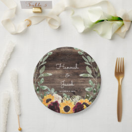 Rustikale Sonnenblumen und Rose Hochzeit von Holz Pappteller
