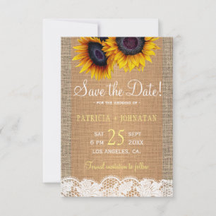 Rustikale Sonnenblumen und Rustikale FOTO Hochzeit Save The Date