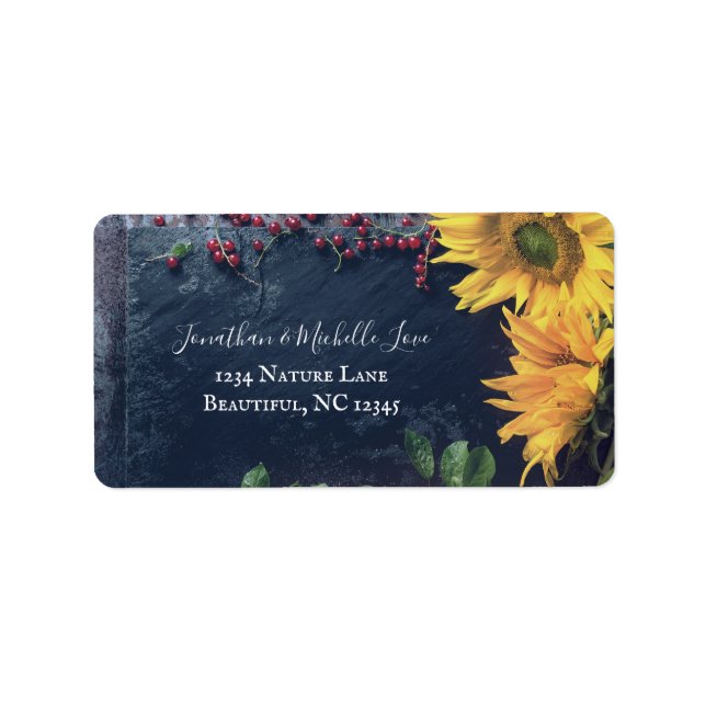 Rustikale Sonnenblumen und Slate Country-Adresse Adressaufkleber (Vorne)