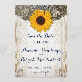 Rustikale Sonnenblumen und Spitzen Save the Date