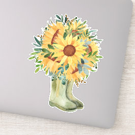 Rustikale Sonnenblumen und Stiefel Aufkleber