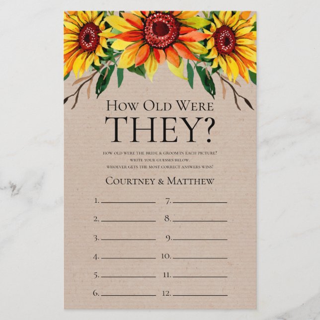 Rustikale Sonnenblumen wie alt waren sie (Vorderseite)