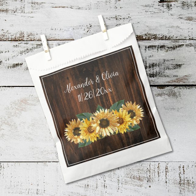 Rustikale Sonnenblumenbeutel Gastgeschenk Hochzeit Geschenktütchen (Rustic Sunflower Wedding Favor Bags)