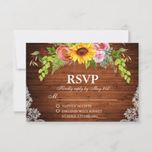 Rustikale Sonnenblumenblume RSVP Karte