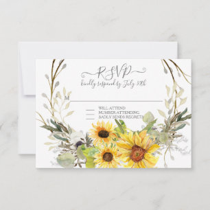 Rustikale Sonnenblumenblume Wasserfarben UAWG RSVP Karte