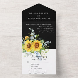 Rustikale Sonnenblumenblütenhochzeit All In One Einladung