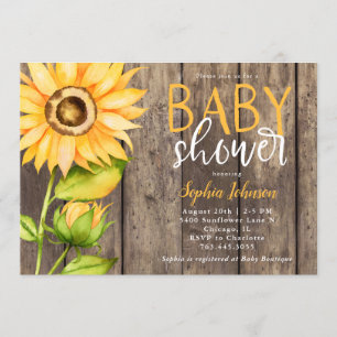 Rustikale Sonnenblumendusche Einladung