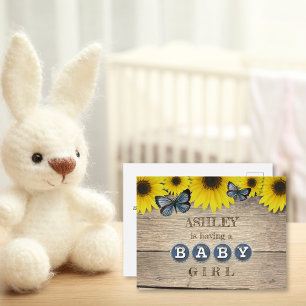 Rustikale Sonnenblumendusche Einladung Mädchen Postkarte