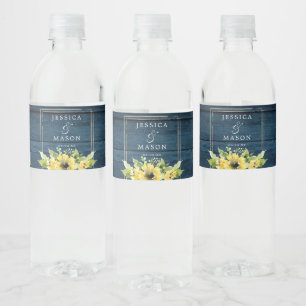 Rustikale Sonnenblumengrün Hochzeit Wasser Flasche