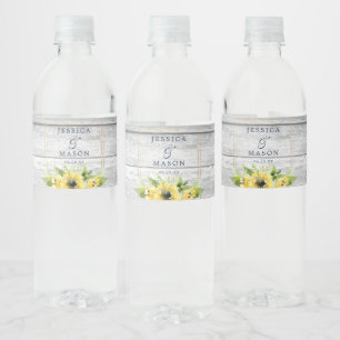 Rustikale Sonnenblumengrün Hochzeit Wasser Flasche