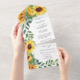 Rustikale Sonnenblumenhochzeit All In One Einladung
