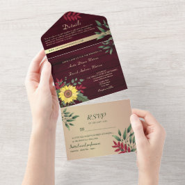 Rustikale Sonnenblumenhochzeit All In One Einladung