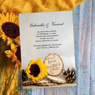 Rustikale Sonnenblumenhochzeit rettet das Datum Einladung