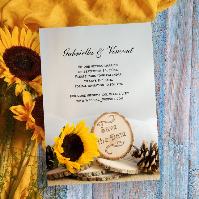 Rustikale Sonnenblumenhochzeit rettet das Datum Einladung (Von Creator hochgeladen)