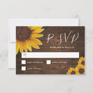 Rustikale Sonnenblumenhochzeit RSVP Karte