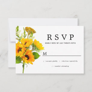 Rustikale Sonnenblumenhochzeit RSVP Karte