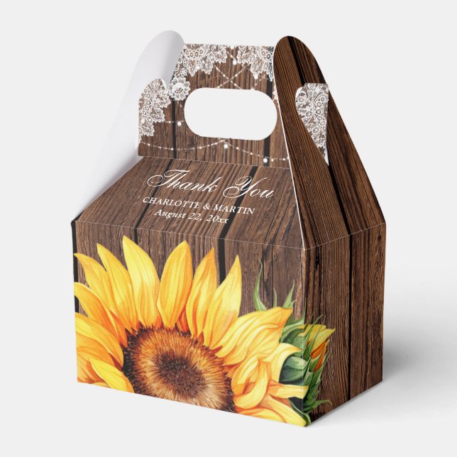Rustikale Sonnenblumenhochzeit Vielen Dank Geschenkschachtel (Vorderseite)