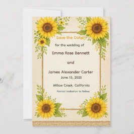 Rustikale Sonnenblumenkarte Save the Date