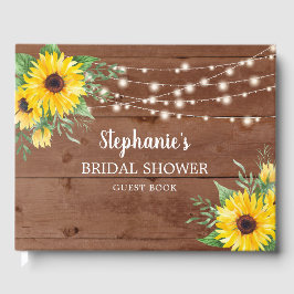 Rustikale Sonnenblumenleuchten Brautparty Gästebuch