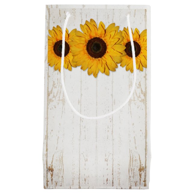 Rustikale Sonnenblumenmatte & Burlap-Geschenktasch Kleine Geschenktüte (Vorderseite)