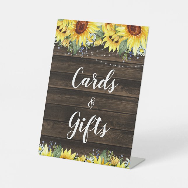 Rustikale Sonnenblumenstrandkarten & Geschenke Sockelschild (Vorderseite)
