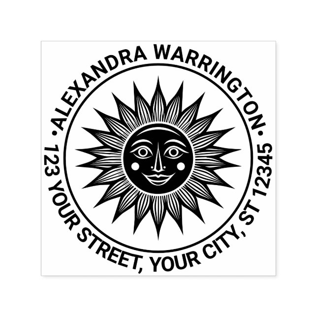 Rustikale Sonnenstrahlen mit Gesicht #2 Name Rücks Permastempel (Design)