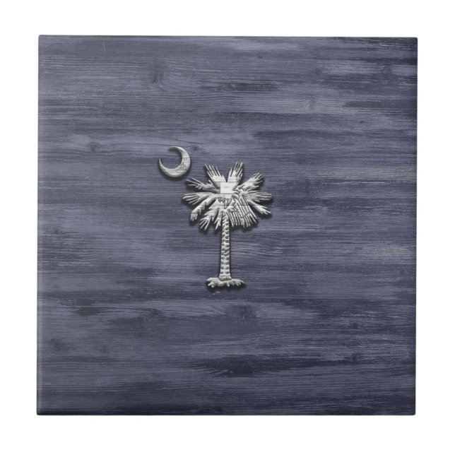 Rustikale South Carolina Palmetto und Moon Fliese (Vorderseite)