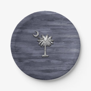 Rustikale South Carolina Palmetto und Moon Pappteller