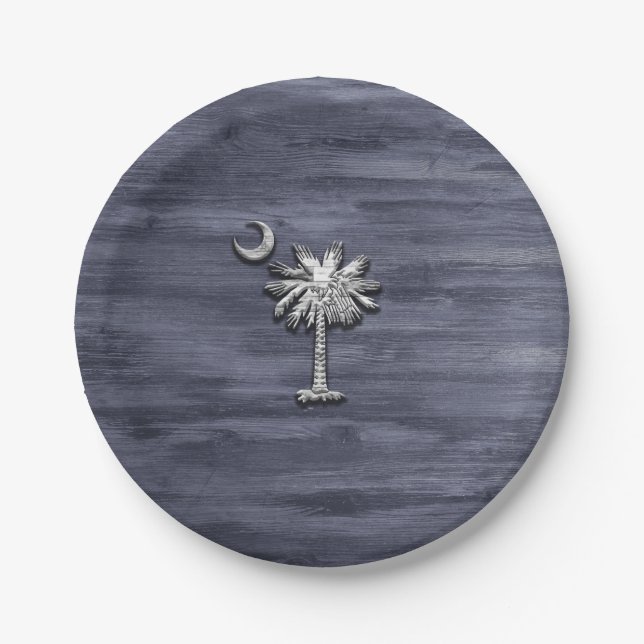 Rustikale South Carolina Palmetto und Moon Pappteller (Vorderseite)