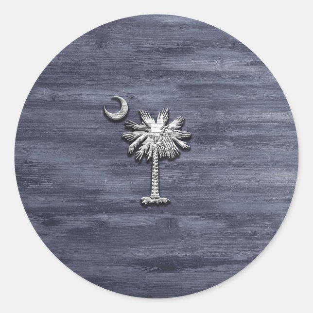 Rustikale South Carolina Palmetto und Moon Runder Aufkleber (Vorderseite)
