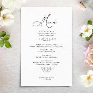 Rustikale Speisekarte mit Grün für Hochzeiten