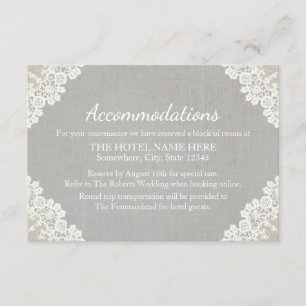 Rustikale Spitze der Hotelunterbringungs-  u. Begleitkarte