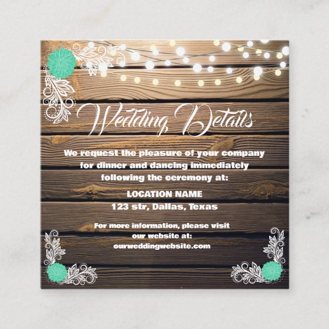 Rustikale Spitzen-Aufsteckkarten aus Holz Begleitkarte (Vorderseite)