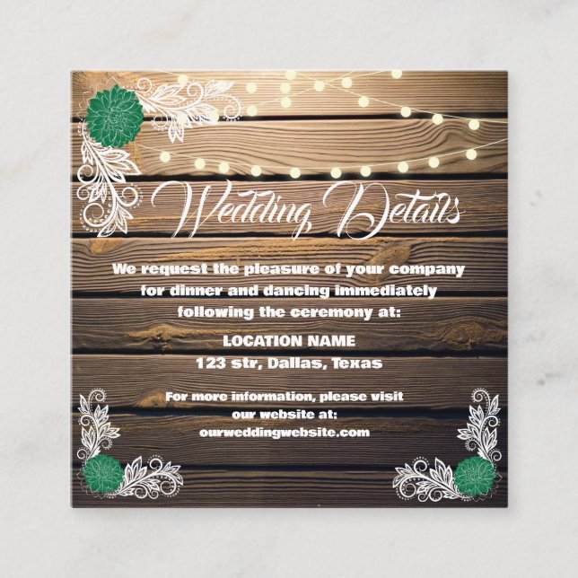 Rustikale Spitzen-Aufsteckkarten aus Holz Begleitkarte (Vorderseite)