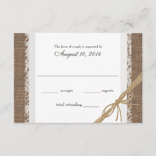 Rustikale Spitzen und Burlap Wedding RSVP